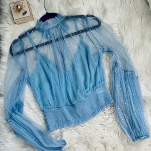Baby Blue Sheer Top
